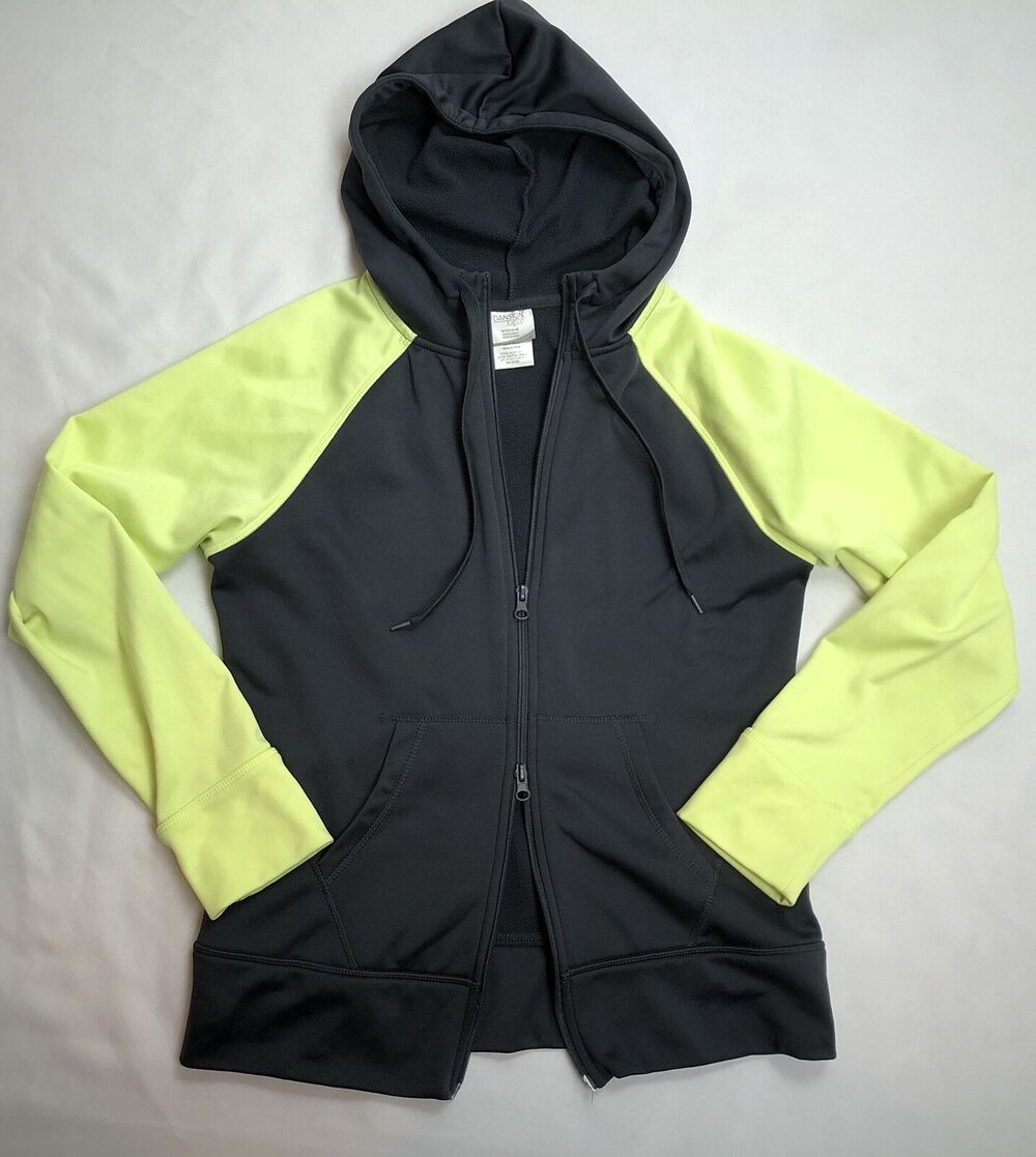 Danskin Now Hooded Jacket Women Small Gray Zip Athletic Pockets Stretch Workout